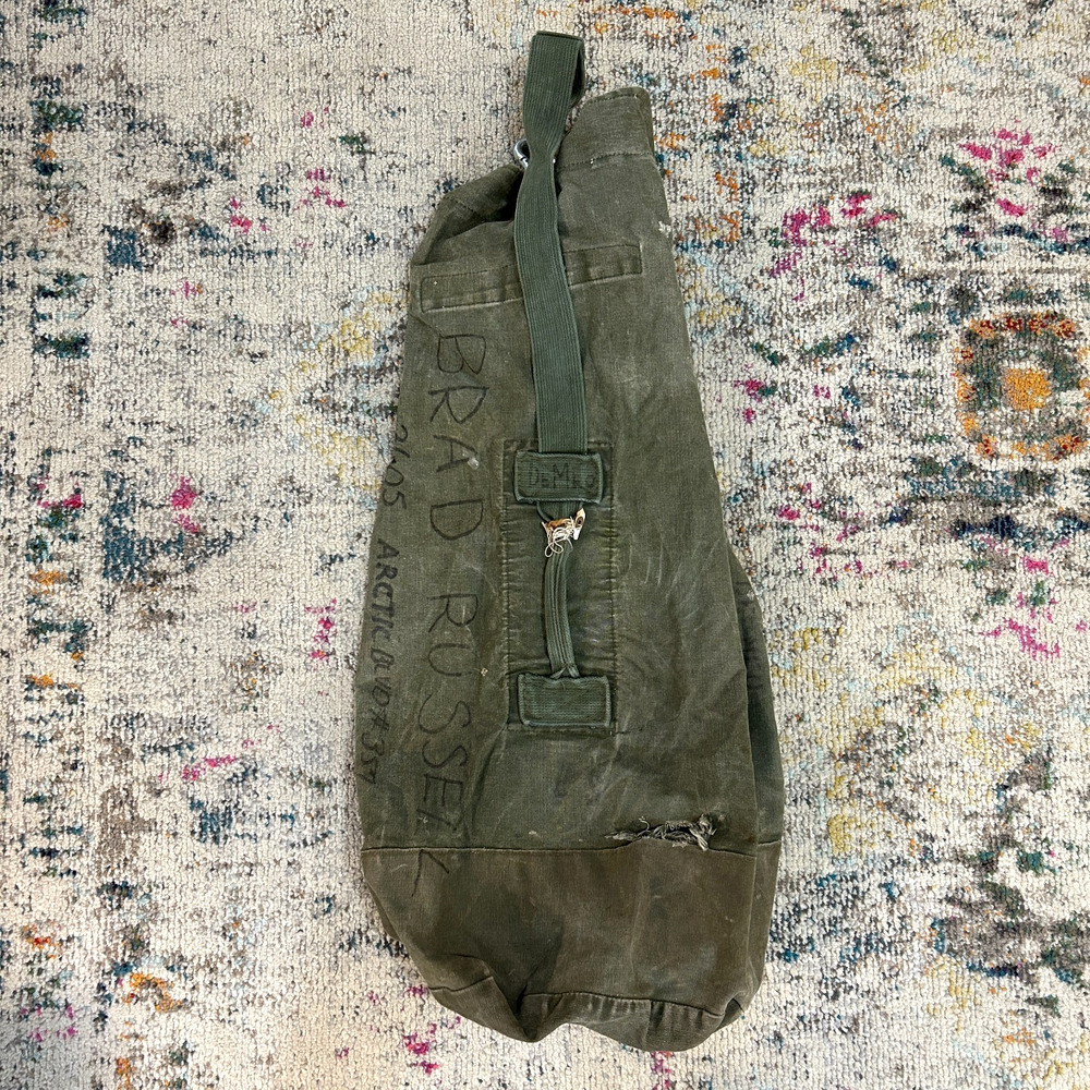 Vintage US Military Canvas Duffel Sea Bag Olive Drab Army Green USGI Gear